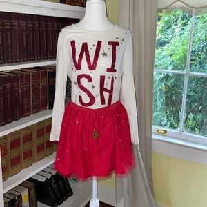 NWT Girls Justice Christmas Outfit 2 Piece Set Size 20 Tulle Skirt